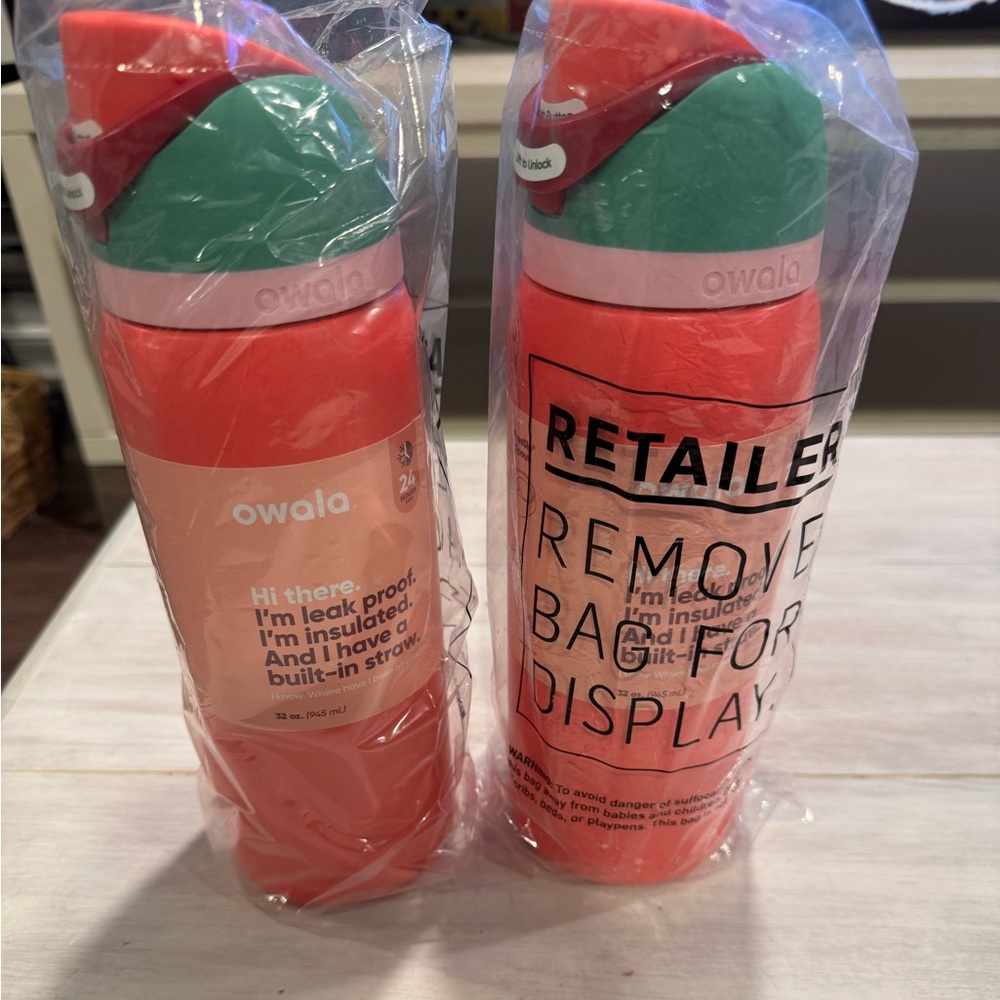 Owala Red and Green Insulated Water Bottle